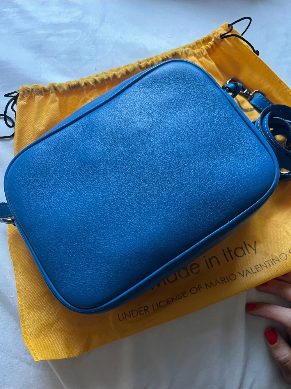 Valentino By Mario Valentino Mia Embossed Leather Crossbody, Blue